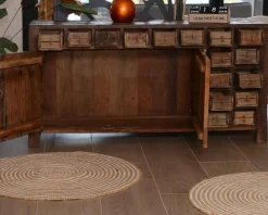 Buffet bas ethnique en bois exotique brut recyclé 150cm 
