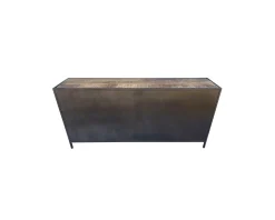 Buffet bas industriel métal gris et bois de manguier massif 