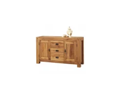 Buffet bas rustique en chêne massif 2 portes 3 tiroirs 