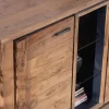Buffet contemporain 150cm en acacia 2 portes et étagères vitrées "Fantaisie"