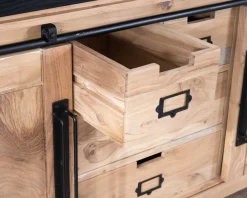 Buffet de salle à manger industriel en métal et bois 190 cm "Montréal"