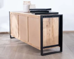 Buffet de salle à manger industriel en métal et bois 190 cm 