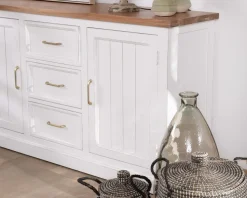 Buffet en acacia blanc 165cm et plateau naturel 