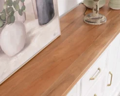 Buffet en acacia blanc 165cm et plateau naturel 