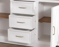 Buffet en acacia blanc 165cm et plateau naturel 