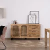 Buffet en manguier avec décor strié noir réversible "Manoha"