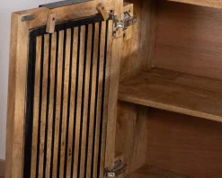 Buffet en manguier avec décor strié noir réversible "Manoha"