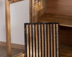 Buffet en manguier avec décor strié noir réversible 