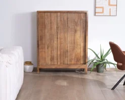 Buffet haut 2 portes coulissantes en manguier massif 