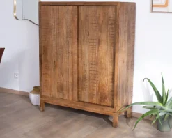Buffet haut 2 portes coulissantes en manguier massif 