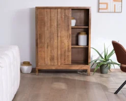 Buffet haut 2 portes coulissantes en manguier massif 