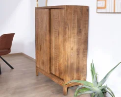 Buffet haut 2 portes coulissantes en manguier massif 