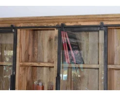 Buffet haut style atelier portes coulissantes métal bois massif 