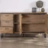 Buffet industriel 160 cm en acacia "Baltik" avec portes, tiroirs et niches