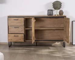 Buffet industriel 160 cm en acacia "Baltik" avec portes, tiroirs et niches