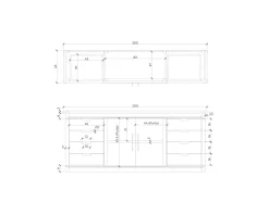 Buffet métal et bois 200cm portes coulissantes