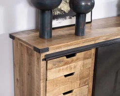 Buffet métal et bois 200cm portes coulissantes