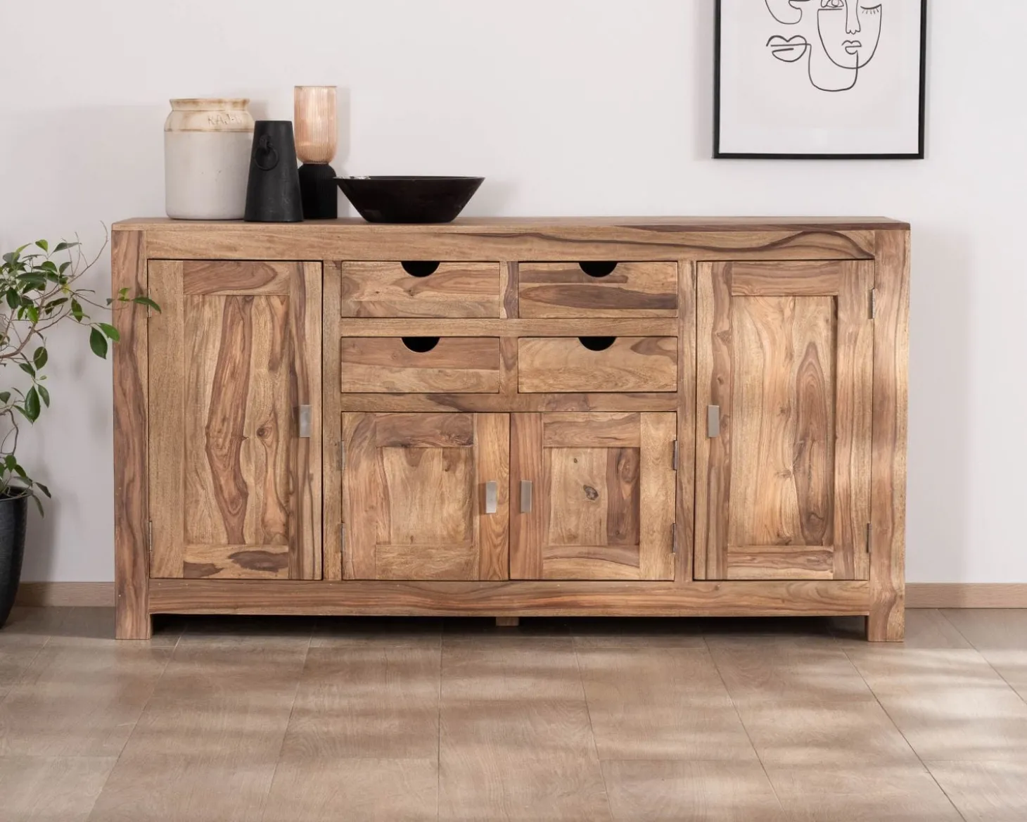 Buffet multi rangement 180 cm en palissandre "Kalanohé"