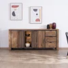 Buffet multi-rangements avec étagères en verre "Enoa" en palissandre et acacia 200 cm