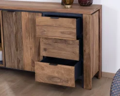 Buffet multi-rangements avec étagères en verre 