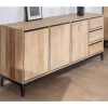 Buffet épuré bicolore en manguier naturel et noir 180 cm "Bocca" 3 portes et tiroirs