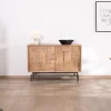 Buffet rétro 2 portes façades à empiècements en acacia "Puzzle" 120 cm