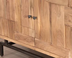 Buffet rétro 2 portes façades à empiècements en acacia 