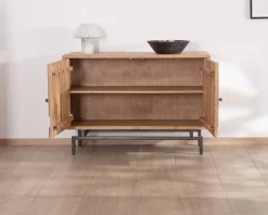 Buffet rétro 2 portes façades à empiècements en acacia 