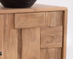Buffet rétro 2 portes façades à empiècements en acacia 