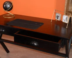 Bureau noir en bois et métal 120cm 