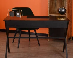 Bureau noir en bois et métal 120cm 