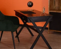 Bureau noir en bois et métal 120cm 