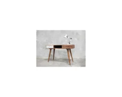 Bureau scandinave en palissandre "Vintage grey" tiroir blanc