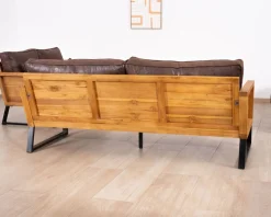 Canapé 3 personnes style club teck et tissu 192 cm "Roster"