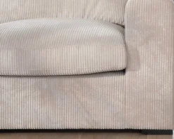 Canapé 3 places avec pouf ottoman carré en velours côtelé gris chaud "Tuléar"