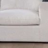 Canapé 3 places avec pouf ottoman carré en tissu doux et bouclé blanc chiné "Tuléar"