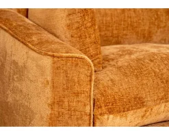 Canapé 2 places contemporain esprit cosy “Odéa” en tissu jaune moutarde