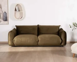 Canapé 3 places en tissu doux vert kaki 
