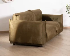 Canapé 3 places en tissu doux vert kaki 