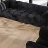 Canapé 3 places en velours anthracite soyeux avec surpiqures "Enjoy Home"