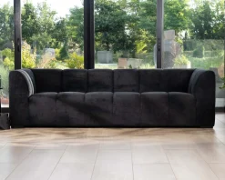 Canapé 3 places en velours anthracite soyeux avec surpiqures "Enjoy Home"