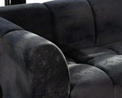 Canapé 3 places en velours anthracite soyeux avec surpiqures 