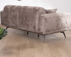 Canapé 3 places esprit rétro en tissu chenillé doux gris cendré "Paloma"