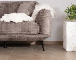 Canapé 3 places esprit rétro en tissu chenillé doux gris cendré 