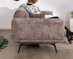 Canapé 3 places esprit rétro en tissu chenillé doux gris cendré 