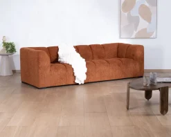 Canapé 3 places tissu bouclette rouille "Enjoy Home"