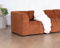 Canapé 3 places tissu bouclette rouille "Enjoy Home"