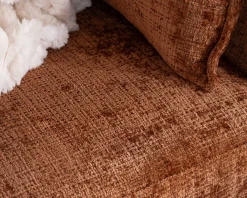 Canapé 3 places ultra confort esprit rétro en tissu tramé terracotta 