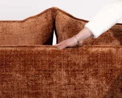Canapé 3 places ultra confort esprit rétro en tissu tramé terracotta 