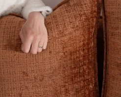 Canapé 3 places ultra confort esprit rétro en tissu tramé terracotta 